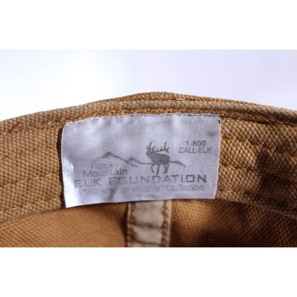 Rocky Mountain Elk Federation Adjustable Trucker Hat Ball Cap Tan Brown - Picture 6 of 8
